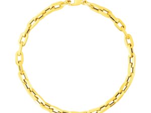 14k Yellow Gold Paperclip Chain Bracelet with Three Diamond Links (4.20 mm)