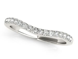 14k White Gold Curvy Style Pave Set Diamond Wedding Band (1/5 cttw)
