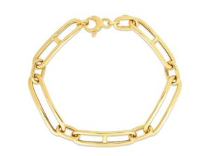 14k Yellow Gold 7 1/4 inch Elongated Alternating Mariner Link Bracelet (7.40 mm)