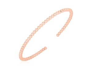 14k Rose Gold High Polish Bead Cuff Bangle (3.00 mm)