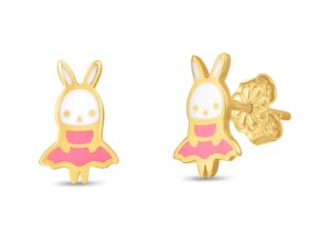 14k Yellow Gold Bunny Studs