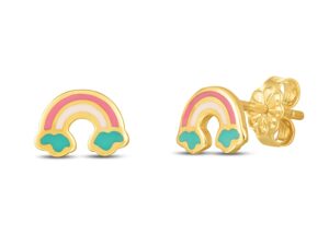 14k Yellow Gold Rainbow Studs