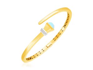 14k Yellow Gold Crossover Style Hinged Bangle Bracelet (3.40 mm)