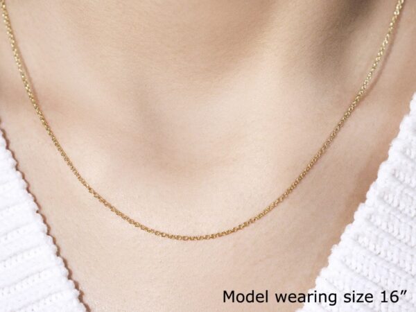 14k Yellow Gold Round Cable Link Chain (1.30 mm) - Image 4