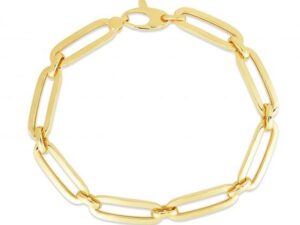 14k Yellow Gold 7 1/2 inch Bombay Paperclip Chain Bracelet (7.00 mm)