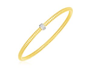 14k Yellow Gold Stretch Bangle with Diamonds (3.00 mm)