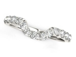 14k White Gold Curved Design Pave Diamond Wedding Ring (1/6 cttw)