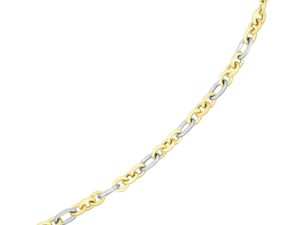 14k Two-Tone Gold Long and Short Style Oval Link Bracelet (7.50 mm)