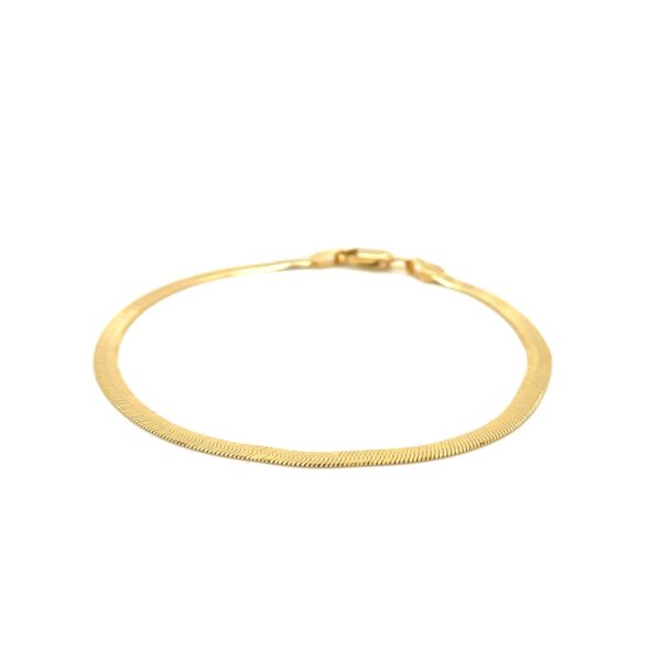 1.5mm 14k Yellow Gold Super Flex Herringbone Anklet - Image 2