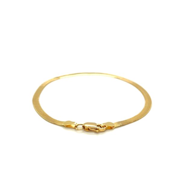1.5mm 14k Yellow Gold Super Flex Herringbone Anklet - Image 3