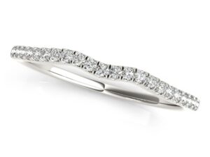 14k White Gold Wave Theme Diamond Wedding Band (1/8 cttw)