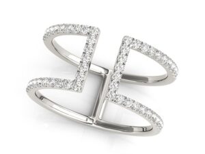 14k White Gold Modern Dual Band Style Diamond Ring (1/2 cttw)
