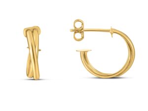 14k Yellow Gold Crossover Hoops