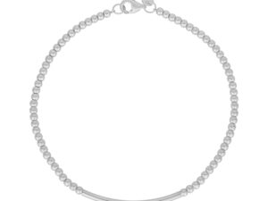14k White Gold High Polish Bead Bar Bracelet (2.50 mm)
