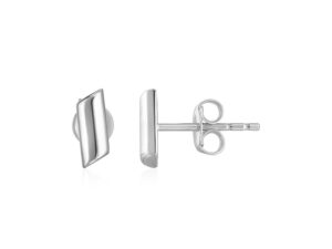 14k White Gold Polished Rectangular Post Earrings
