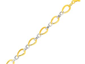 Twisted Oval Chain Bracelet in 14k Two Tone Gold (7.40 mm)