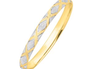 10k Two-Tone Gold Geometric Diamond Motif Bangle (6.00 mm)
