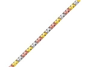 14k Tri-Color Gold Weave Design Bracelet (6.35 mm)