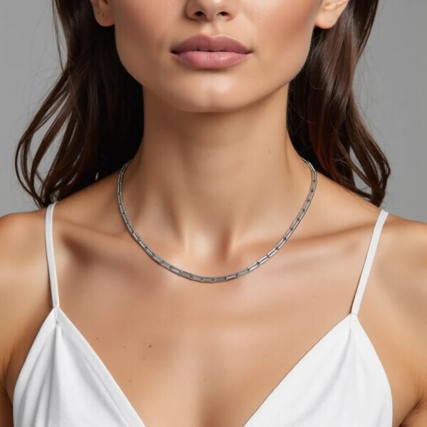 14K White Gold Delicate Paperclip Chain (2.10 mm) - Image 6