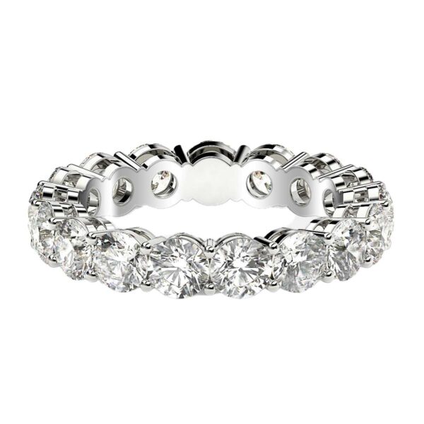 Round Cut Lab Grown Diamond Eternity Ring in 14k White Gold (3 cttw FG/VS2) - Image 2
