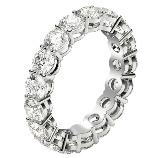 Round Cut Lab Grown Diamond Eternity Ring in 14k White Gold (3 cttw FG/VS2) - Image 4