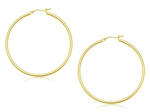 10k Yellow Gold Polished Hoop Earrings (2x45mm)