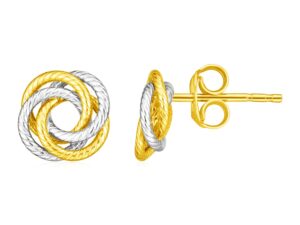 14k Two Tone Gold Love Knot Earrings
