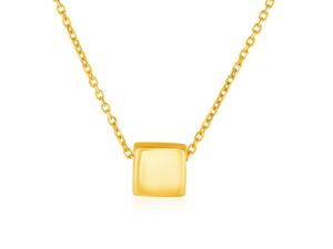 14k Yellow Gold with Shiny Square Pendant