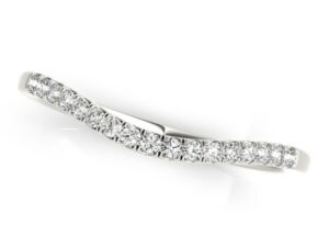 14k White Gold Soft Curved Diamond Wedding Band (1/8 cttw)
