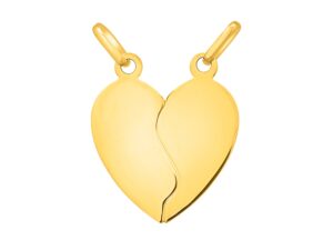 Broken Heart Pendant Double Bail 14K Yellow Gold