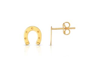 Horseshoe Stud Earrings in 14K Yellow Gold