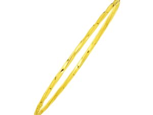 14k Yellow Gold Thin Twisted Shiny Bangle (2.50 mm)