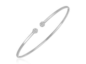 14k White Gold High Polish Diamond Cluster Bangle (2.00 mm)