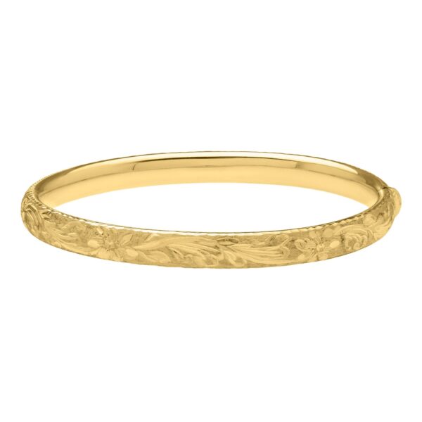 Engraved Medium Bangle in 14K Yellow Gold (6.20 mm) - Image 2