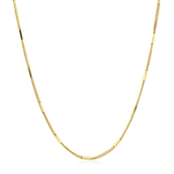 Diamond Cut Bar Links Pendant Chain in Yellow Gold (1.30 mm) - Image 2