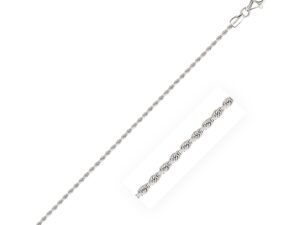 2.0mm 14k White Gold Diamond Cut Rope Anklet