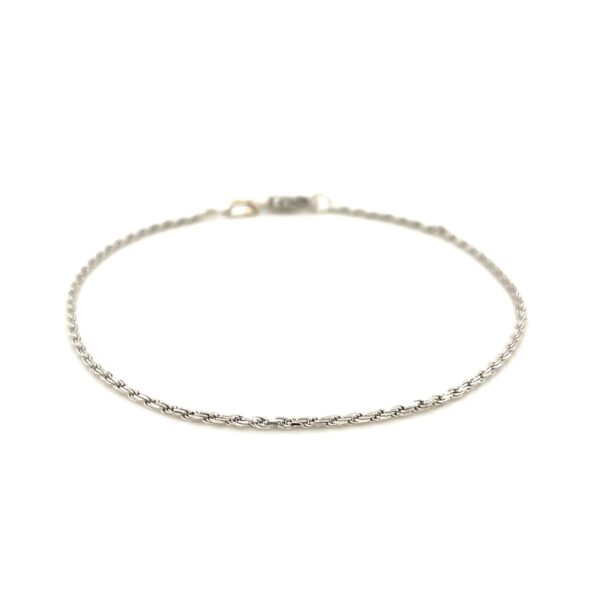 2.0mm 14k White Gold Diamond Cut Rope Anklet - Image 3