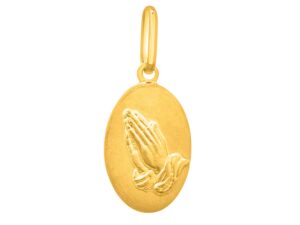 Religious Pendant with Praying Hands in 14K Yellow Gold