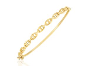 14k Yellow Gold High Polish Puffed Mariner Link Bangle (4.60 mm)