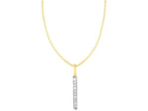 14k Yellow Gold Bar Pendant with Diamonds