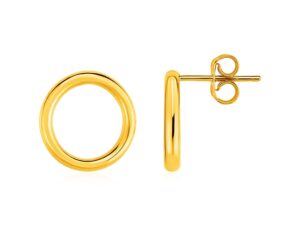 Open Circle Post Earrings in 14k Yellow Gold
