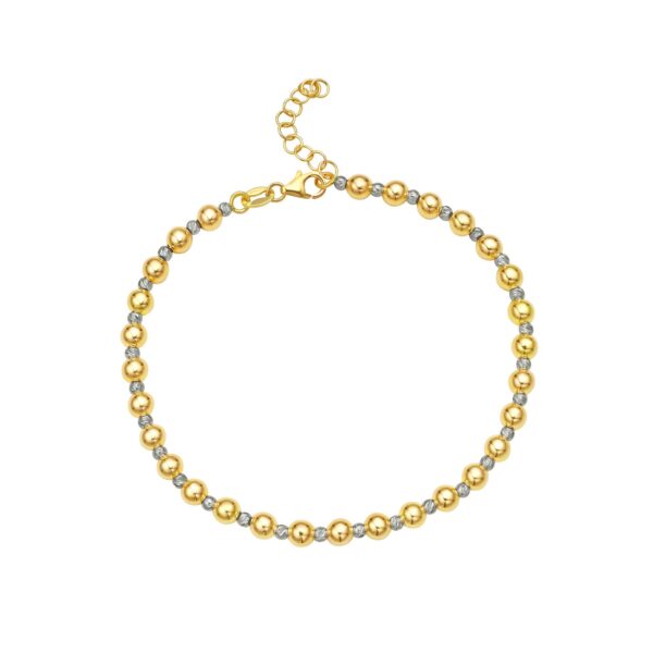 Two Tone Beaded Chain Bracelet in 14K Gold (4.00 mm) - Image 2