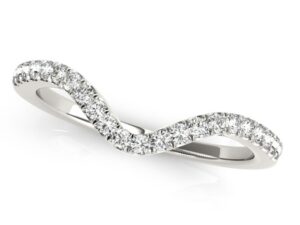 14k White Gold Wavy Design Round Diamond Wedding Ring (1/6 cttw)