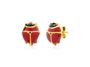 14K Yellow Gold Lady Bug Earrings