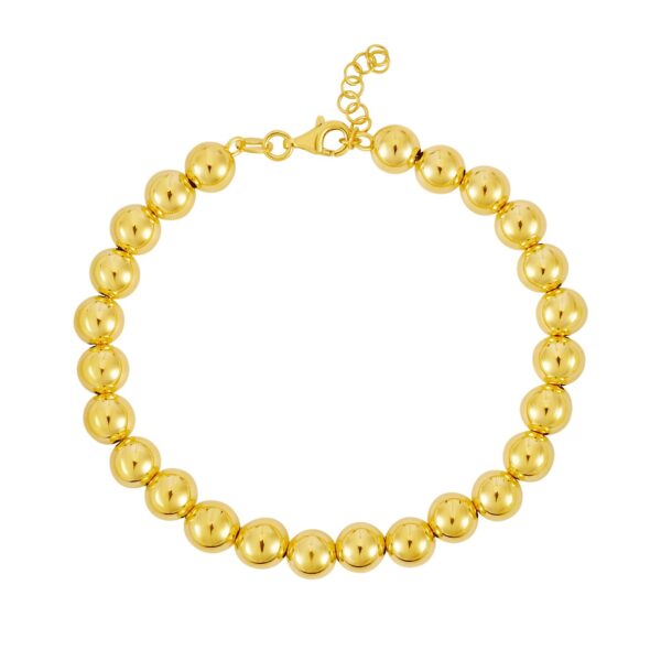 Polished 7mm Bead Bracelet in 14K Yellow Gold - Image 3