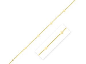 Stationed Cross Anklet in 14K Yellow Gold (1.00 mm)