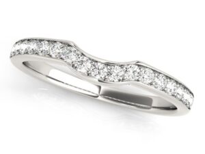 14k White Gold Curved Style Diamond Wedding Ring (1/4 cttw)