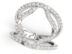 14k White Gold Diamond Flower Style Dual Band Ring (5/8 cttw)