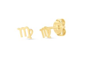 14k Yellow Gold Virgo Stud Earrings