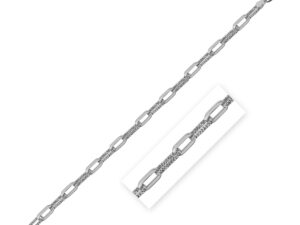 14k White Gold Diamante Paperclip Chain Bracelet (4.00 mm)